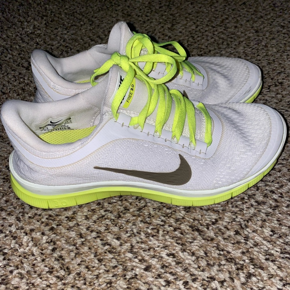 Nike Free Run White And Lime Green Size 6.5